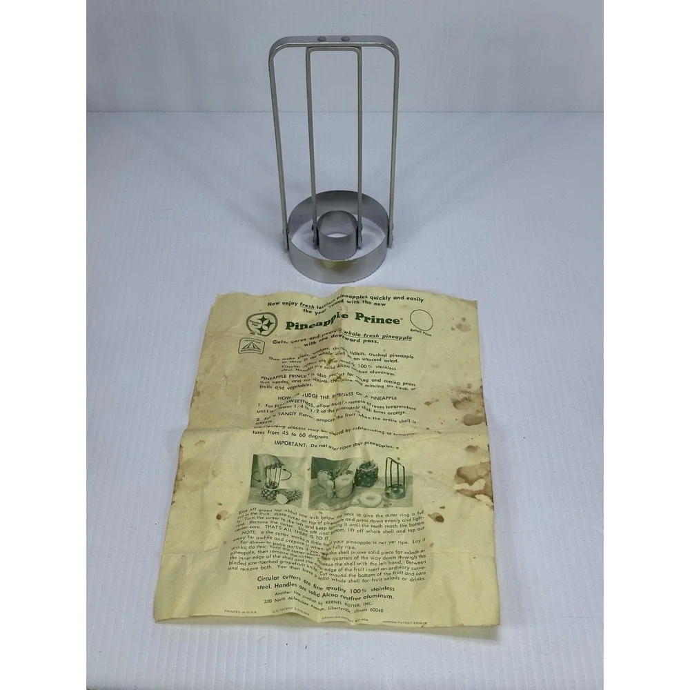 Vintage Pineapple Prince Corer Peeler Slicer Stainless Steel Aluminum Kitchen